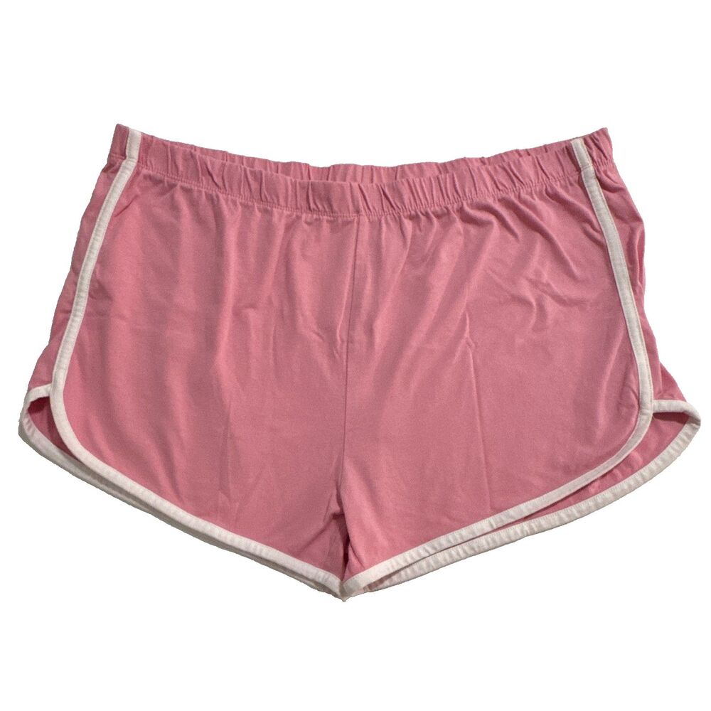 Barbie Women’s 2X Plus Pink/White Athletic Shorts Elastic Waist Contrast Trim